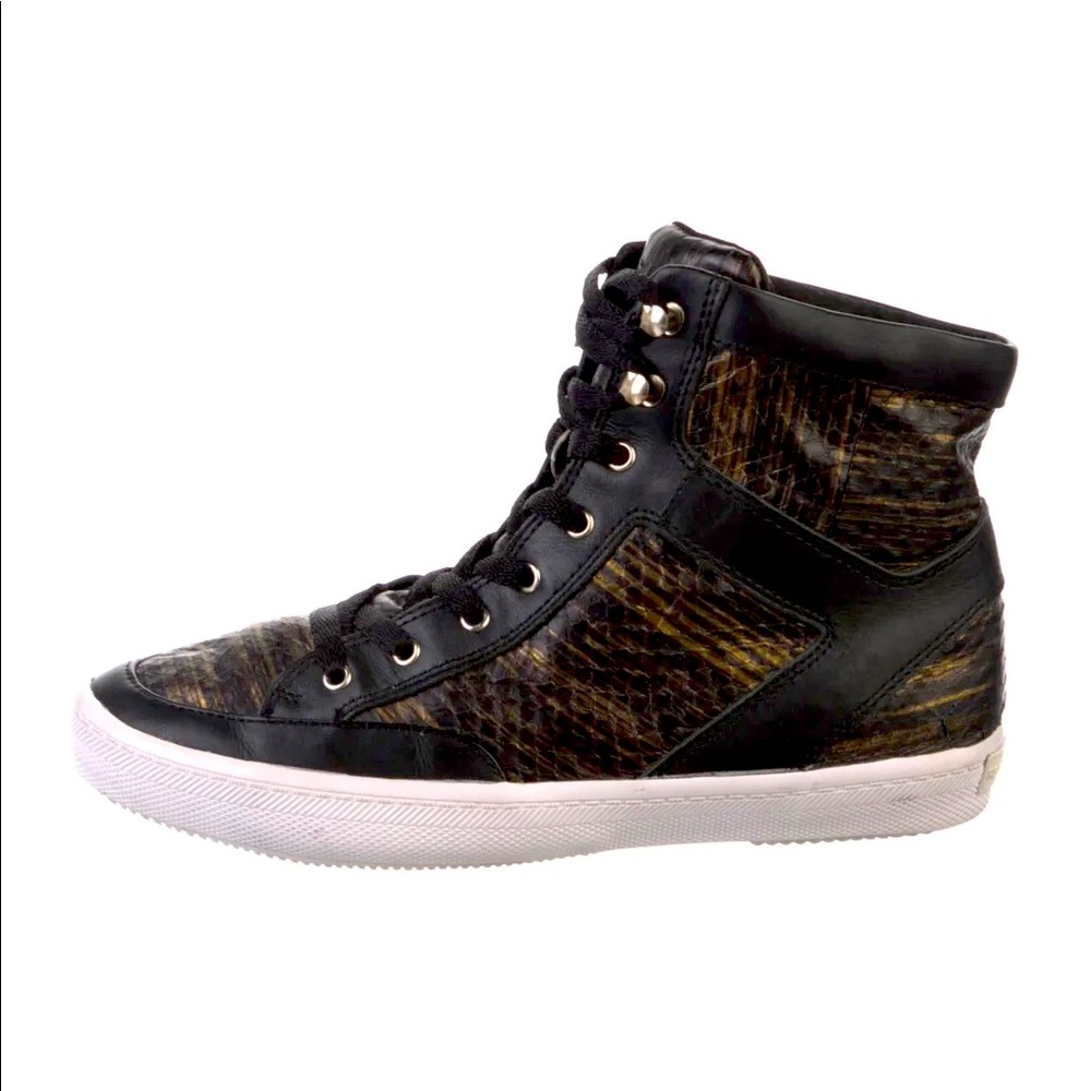 PRE-LOVED Rebecca minkoff high top leather animal print sneakers